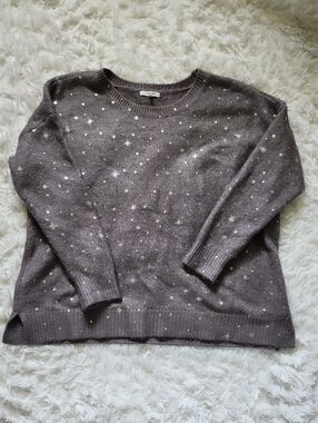 Maurices Gray Star Embellished Crewneck Sweater